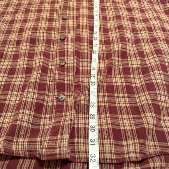 Duluth Trading Co Mens 2XLT Tall Plaid Flannel Long Sleeve Shirt Burgundy Tan - Picture 6 of 6